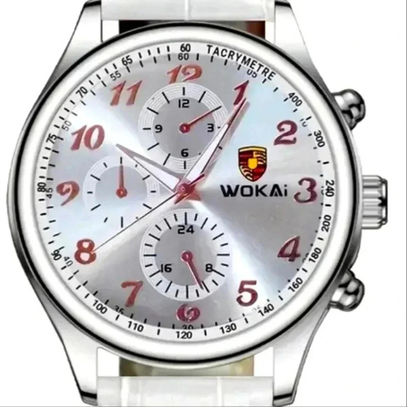 1pc Men's White Business Watch Advanced Quartz Casual Leather Strap Men's Watch. - Picture 7 of 7